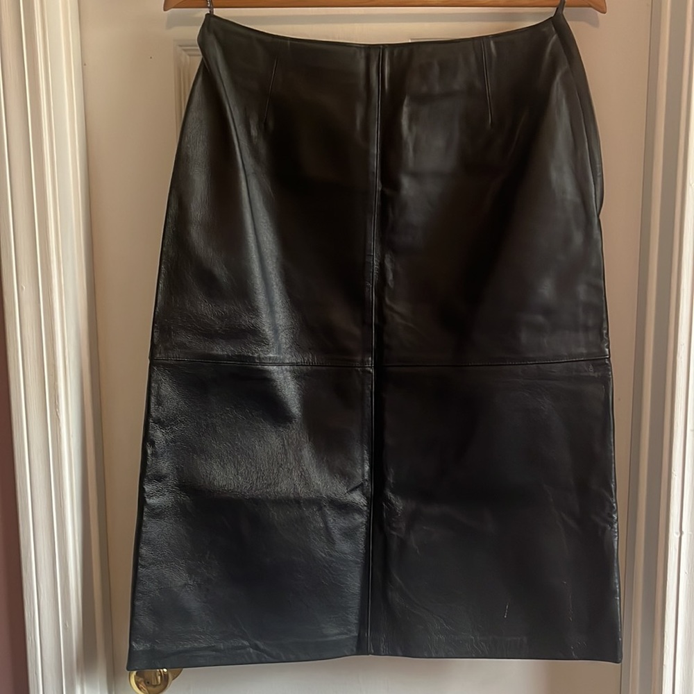 100% Leather Black Skirt Size 8
